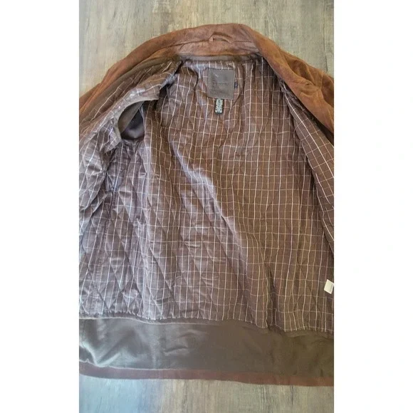 J.Crew Men's Large Brown 100%‎ Leather Suede Coat Zipper Lining Jacket EUC - Picture 7 of 16